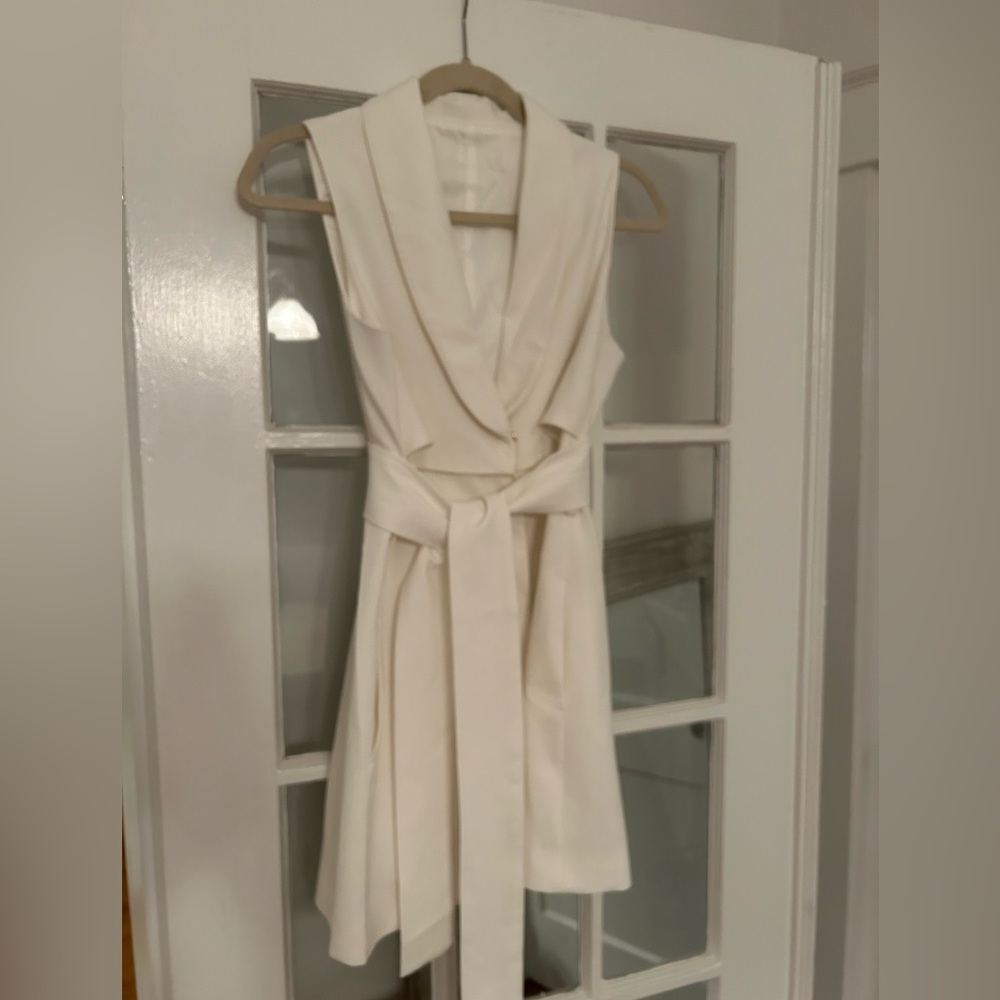 Zara white suit dress with tie